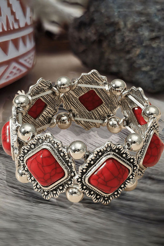 National Style Turquoise Elastic Bracelet