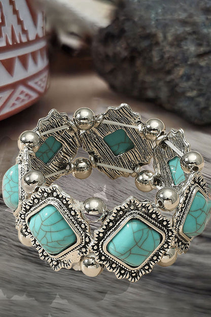 National Style Turquoise Elastic Bracelet