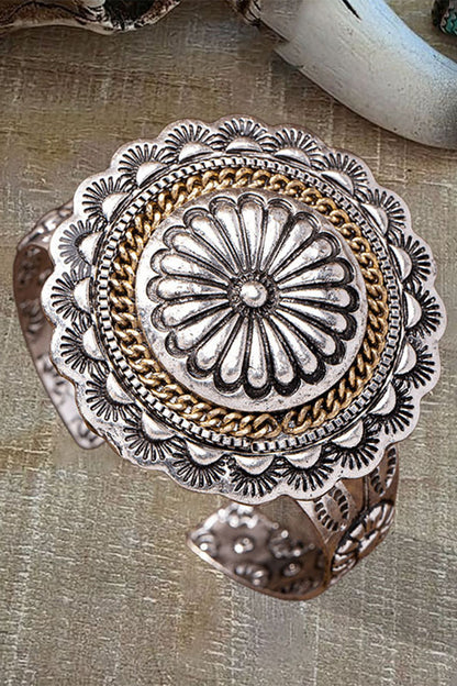Vintage Metal Ethnic Pattern Turquoise Exaggerated Bracelet