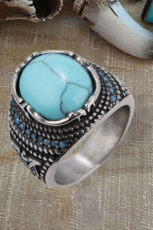 Retro Indian Turquoise Titanium Steel Ring