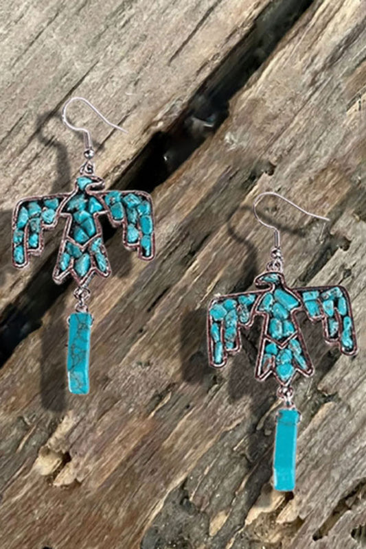 Turquoise Necklace Retro Eagle Clavicle & Earring  Jewelry Set