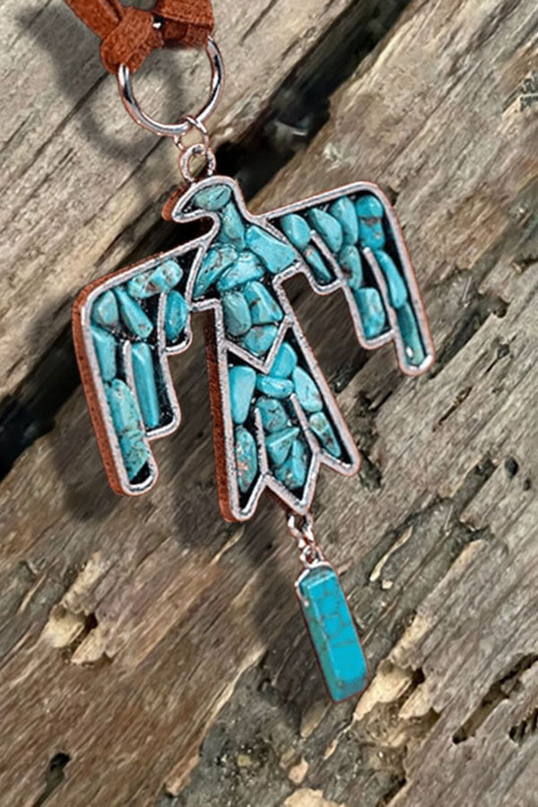 Turquoise Necklace Retro Eagle Clavicle & Earring  Jewelry Set