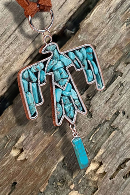 Turquoise Necklace Retro Eagle Clavicle & Earring  Jewelry Set