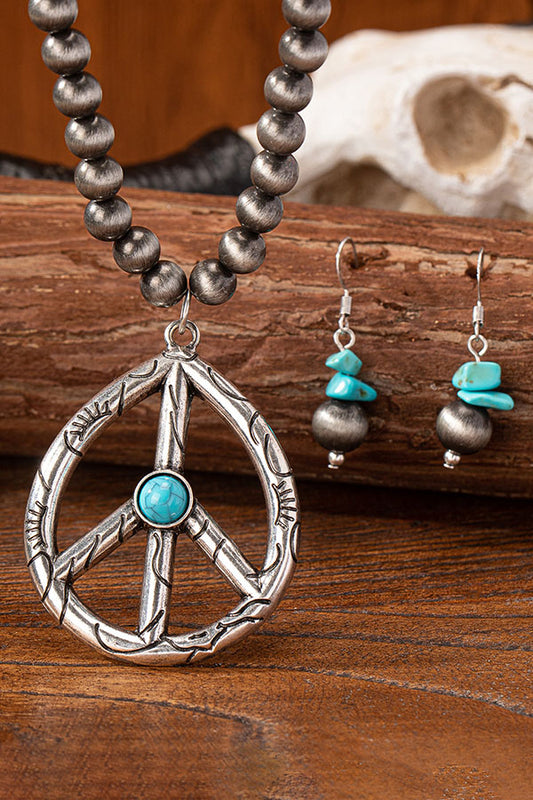 Vintage American  Peace Sign & Turquoise Western Jewelry Set