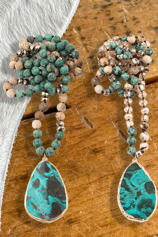 Handcrafted Faceted Water Drop Pine Stone Necklace