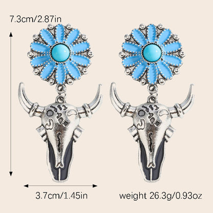 Western Cowboy Bull Head Earrings