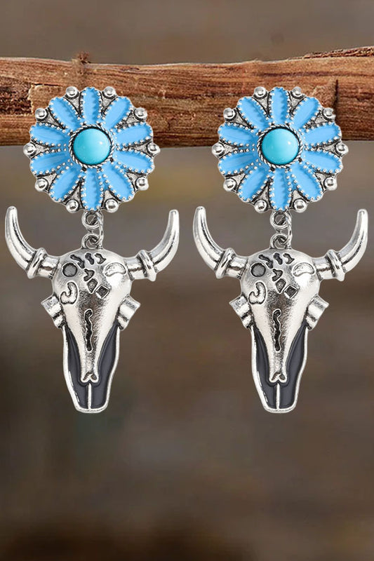 Western Cowboy Bull Head Earrings