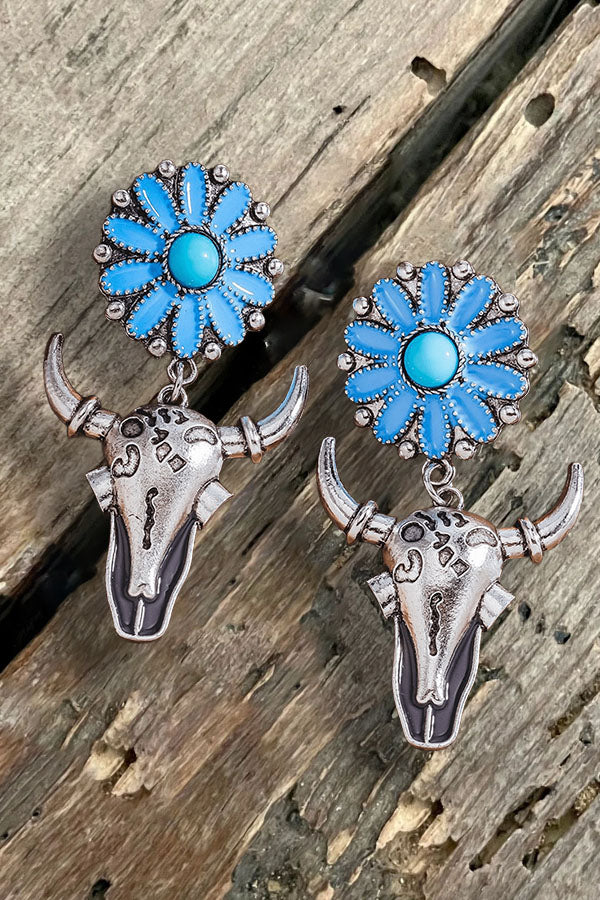 Western Cowboy Bull Head Earrings