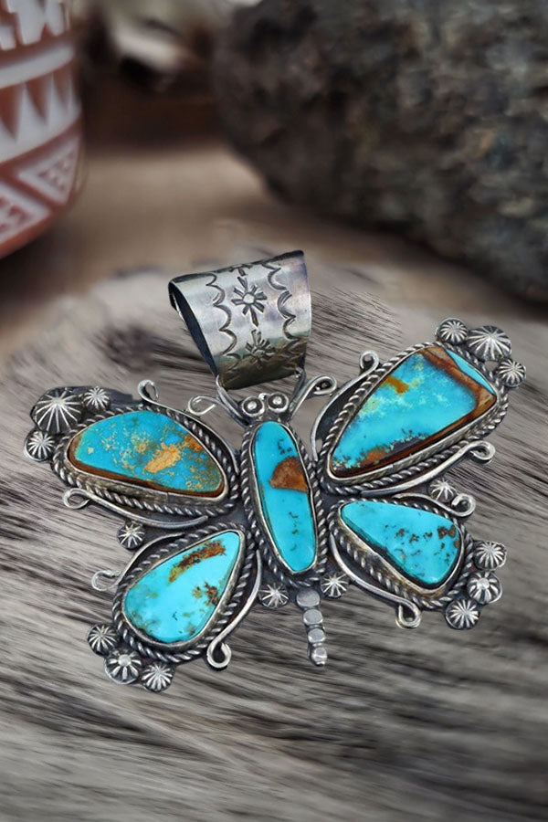 Vintage Western Turquoise Dragonfly Necklace