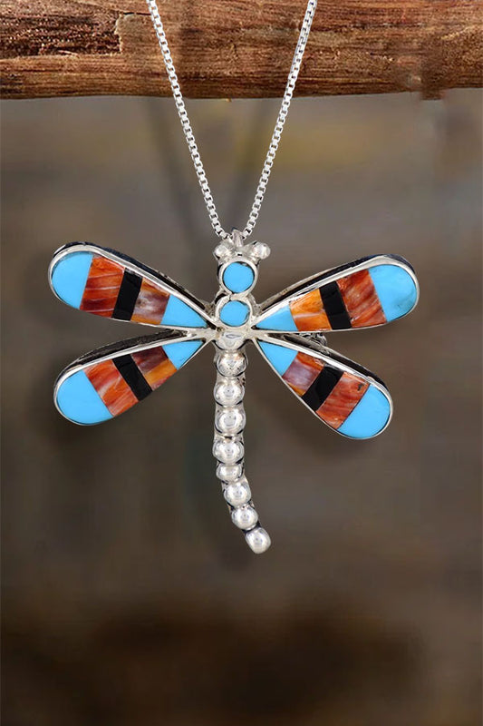 Vintage Western Turquoise Dragonfly Beaded Necklace