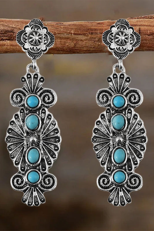 ‌Ethnic Turquoise Long Earrings
