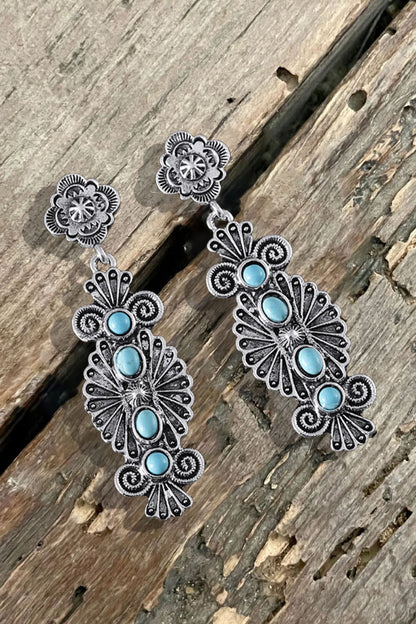‌Ethnic Turquoise Long Earrings