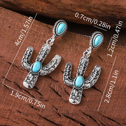 ‌Vintage Turquoise Cactus Earrings