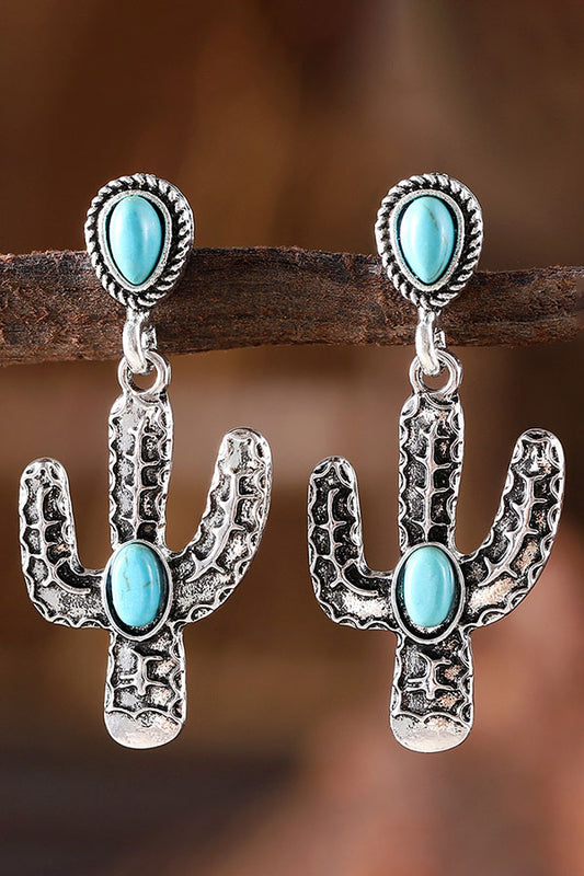 ‌Vintage Turquoise Cactus Earrings