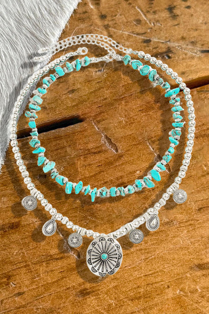 ‌Exquisite Turquoise Layered Necklac