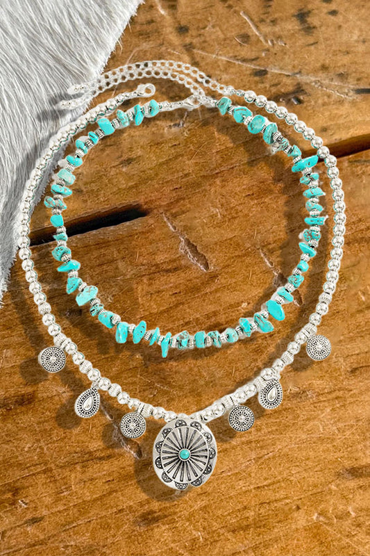 ‌Exquisite Turquoise Layered Necklac