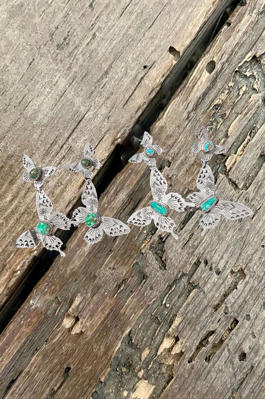 Vintage Turquoise Butterfly Stud Earrings