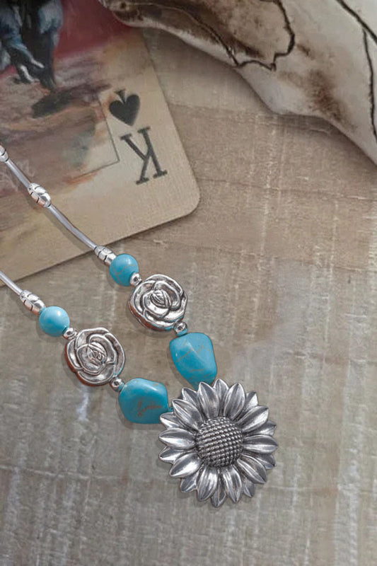 Turquoise Necklace For Women Vintage Western Sunflower