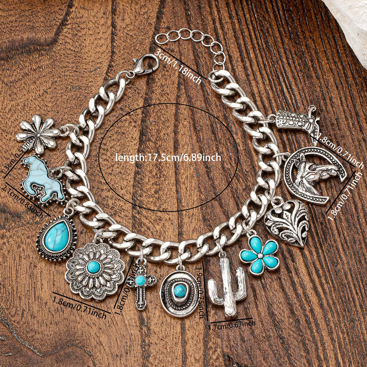 Turquoise Bracelet For Women Vintage Western Rustic Cowboy