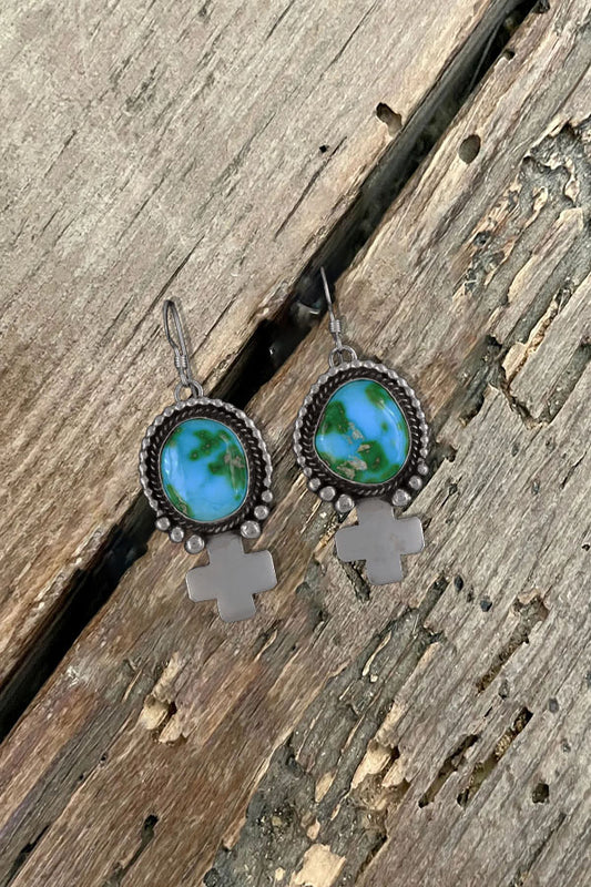 Turquoise  Earrings For Women Boho Cross
