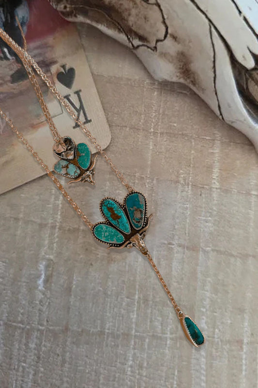 Turquoise Necklace Vintage Distressed Bull Head