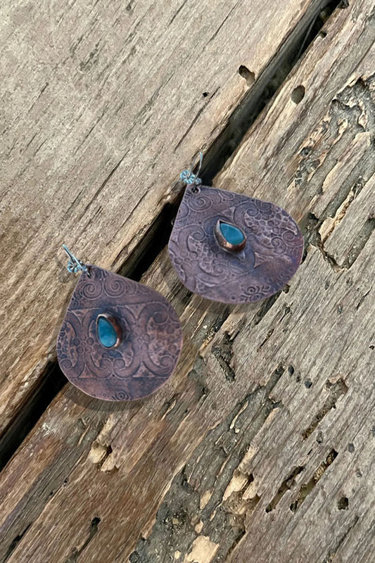 Bohemian Tribal Drop Metalwork Turquoise Earring