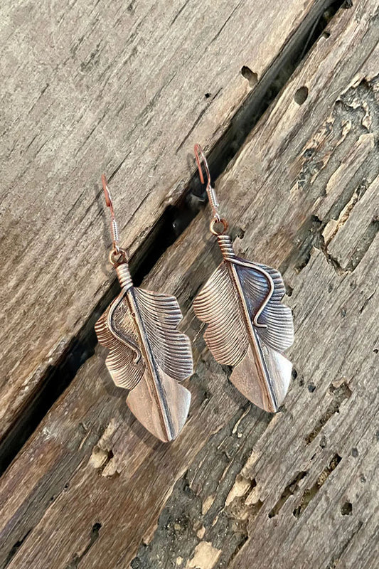 Western Copper Feather Shaped Earring