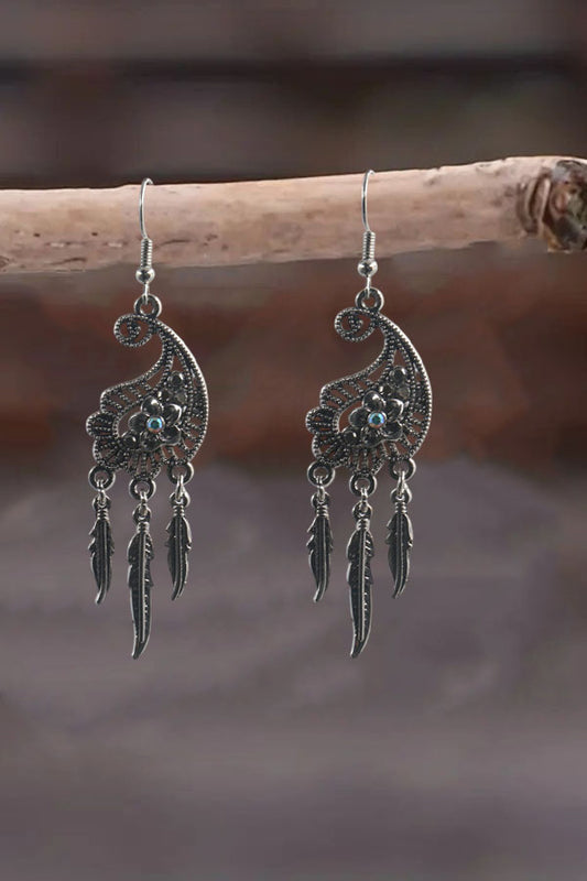 Artisanal Bohemian Paisley Feather Earrings