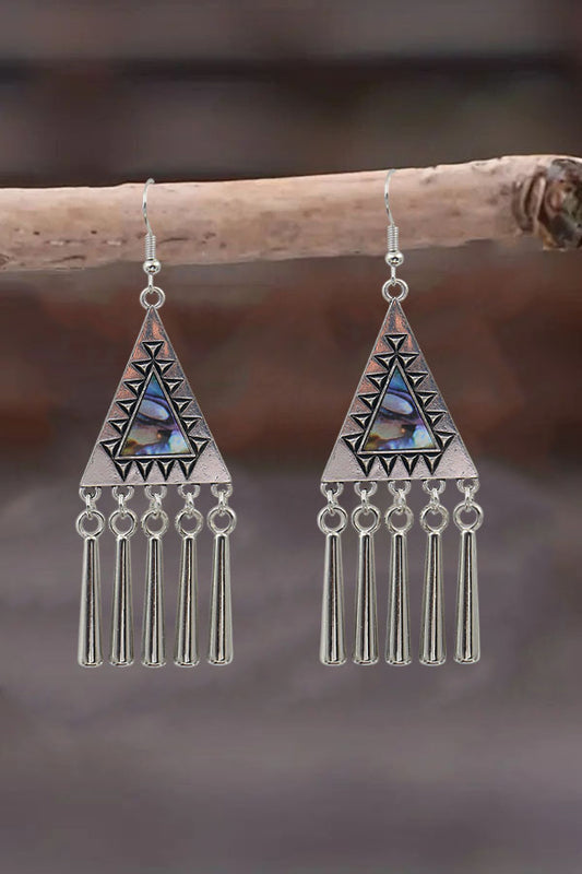 Southwest Style Triangular Abalone Shell Drop Earrings