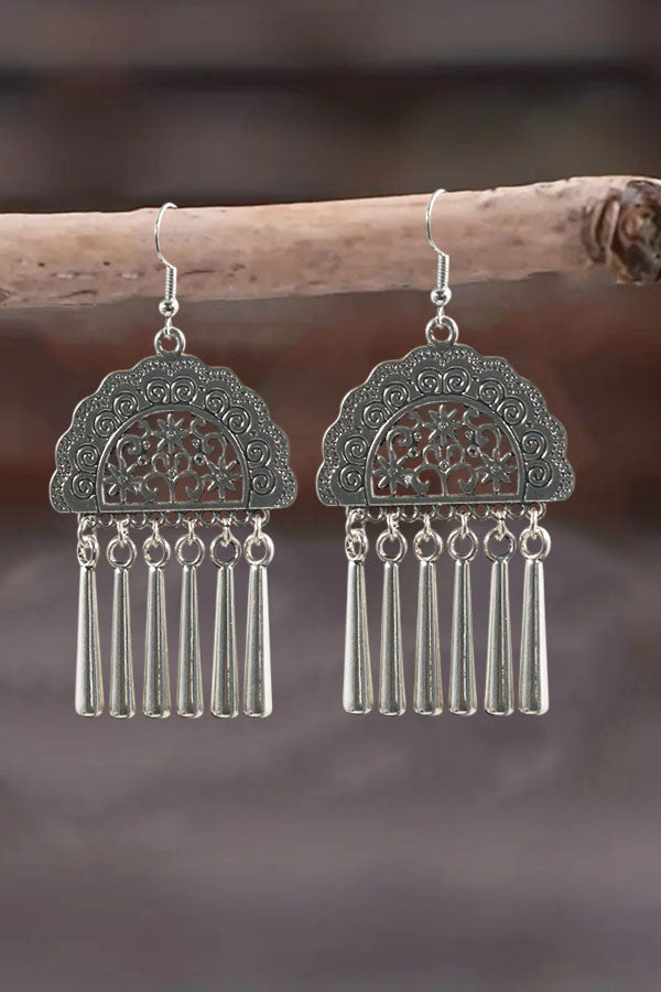 Vintage Inspired Openwork Fan Drop Earrings