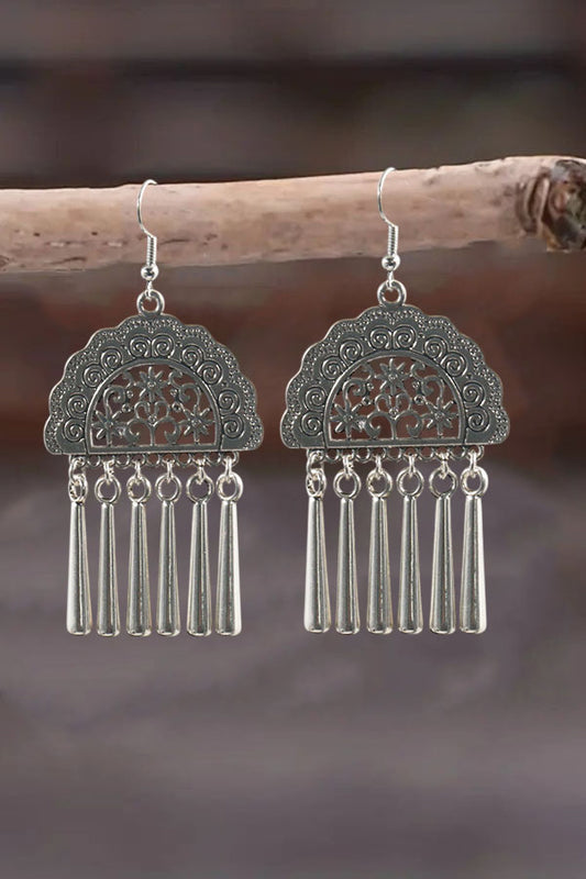 Vintage Inspired Openwork Fan Drop Earrings