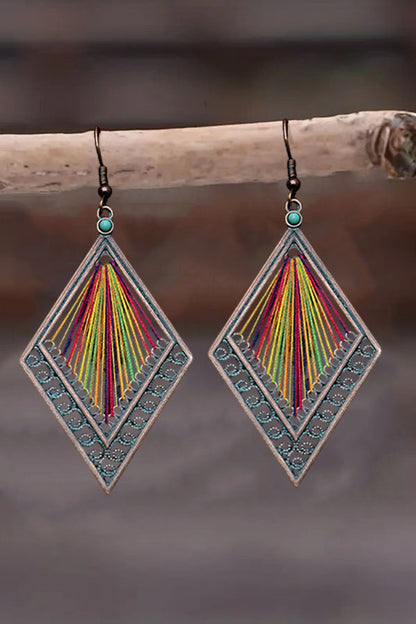 Rainbow Thread Diamond Dangle Earrings