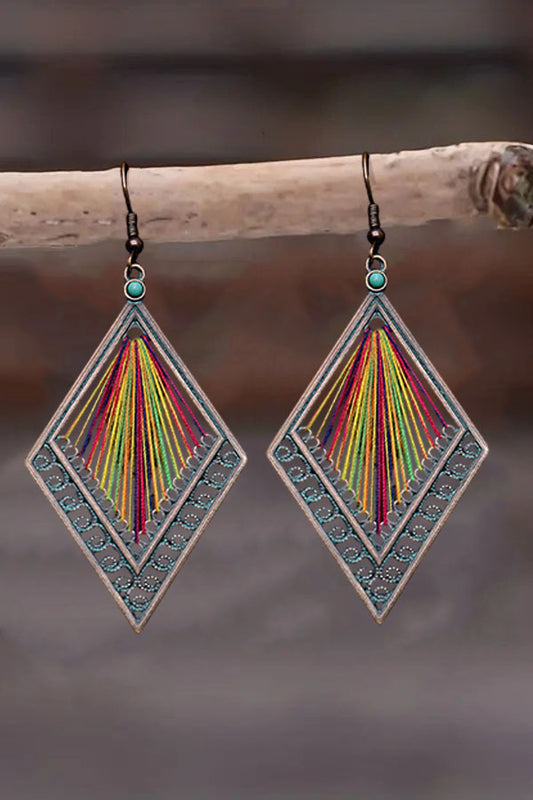 Rainbow Thread Diamond Dangle Earrings