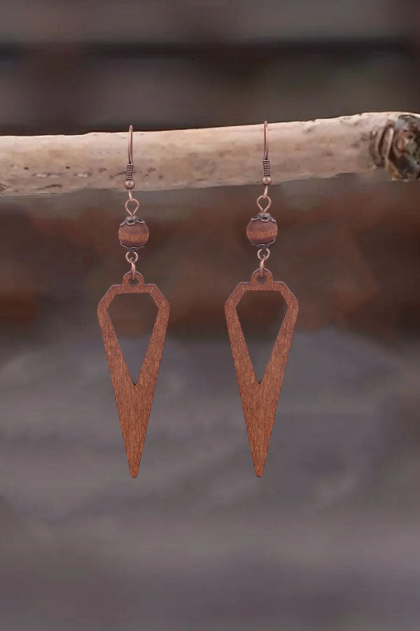 Natural Wooden Geometric Drop Earrings