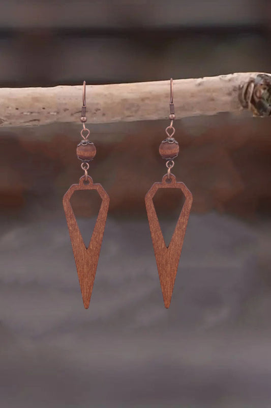 Natural Wooden Geometric Drop Earrings