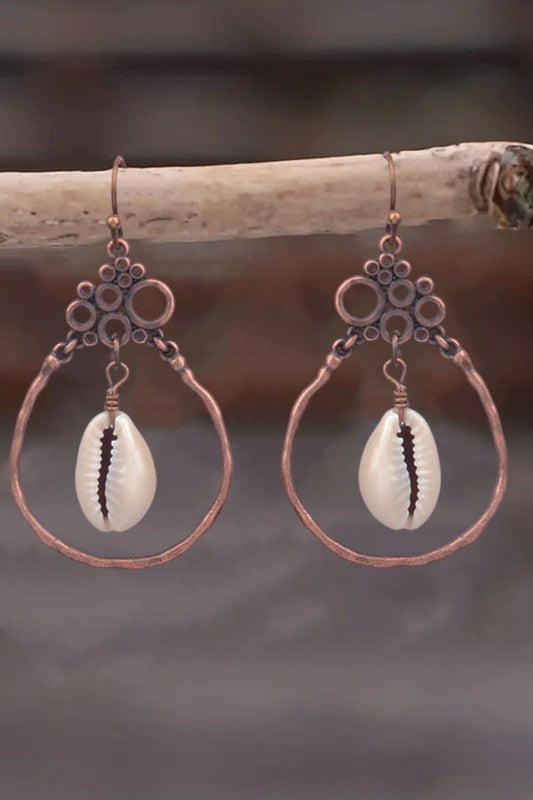 Vintage Cowrie Shell Metal Earrings