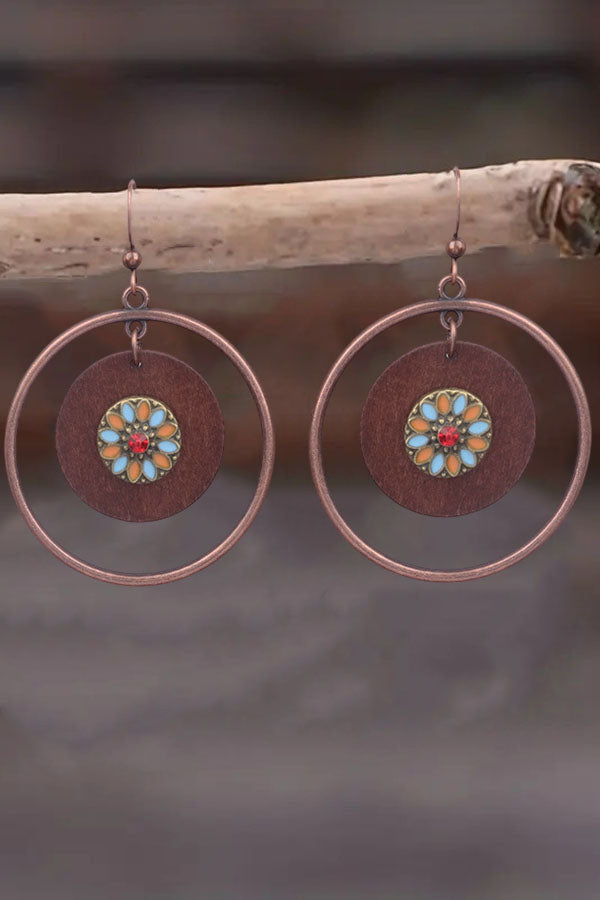 Colorful Enamel Circular Drop Earrings