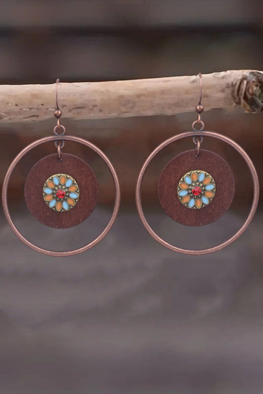 Colorful Enamel Circular Drop Earrings