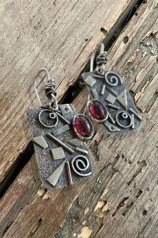 Abstract Gemstone Drop Earrings