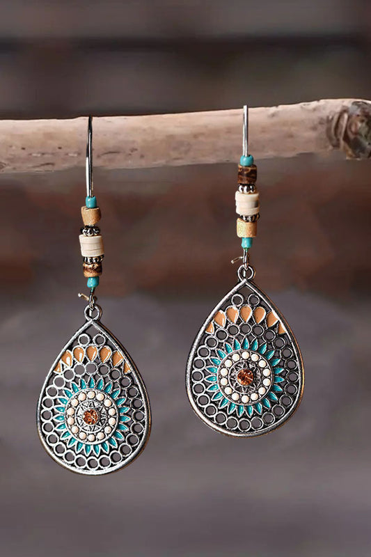 Vintage Beaded Mandala Teardrop Earrings
