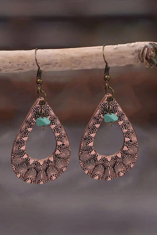 Etched Teardrop Turquoise Earrings