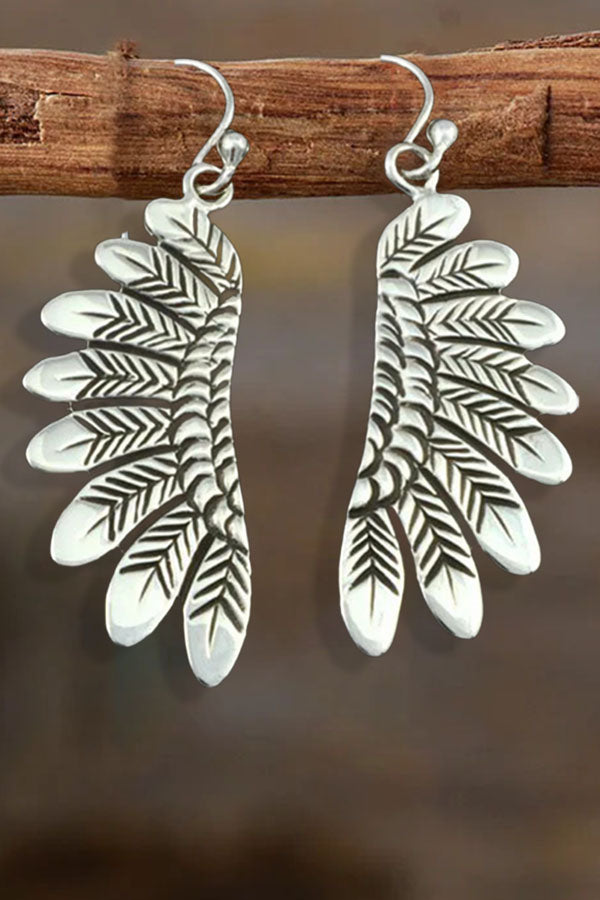 Sterling Silver Western Chieftain Feather Dangle Earrings