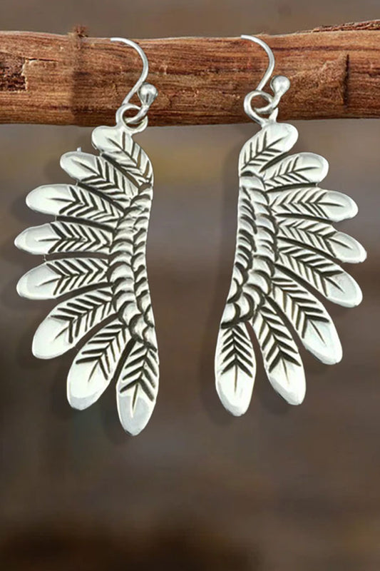 Sterling Silver Western Chieftain Feather Dangle Earrings