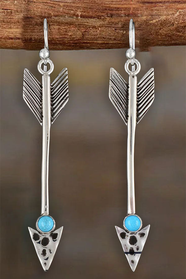 Vintage Western Turquoise Dangle Arrow Earrings