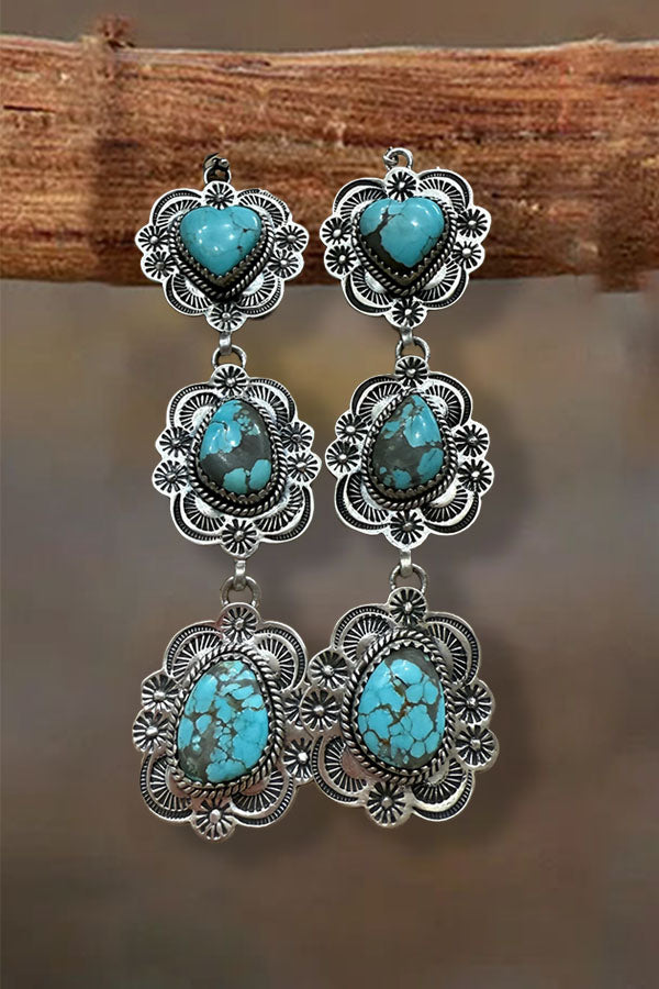 Handmade Turquoise and Sterling Silver Heart Dangle Earrings
